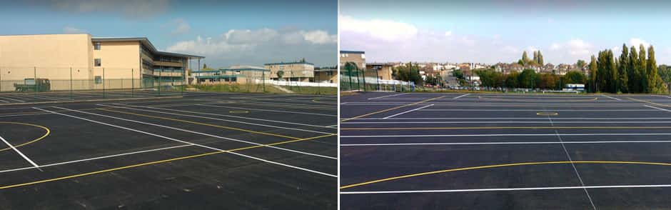 Sports ground tarmac hard surfacing example